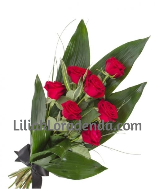 ramo funerario 7 rosas rojas