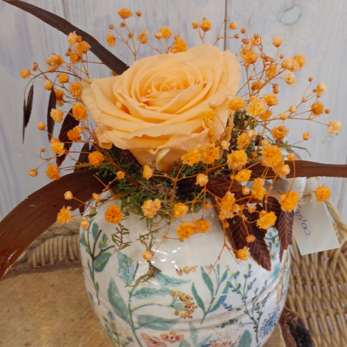 Rosa Naranja Decorada sobre Jarrón